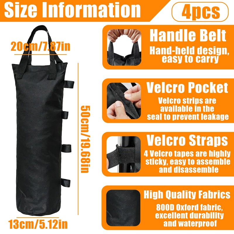 Set of 4 Gazebo Weights Sand Bags, Filled Hold Oxford