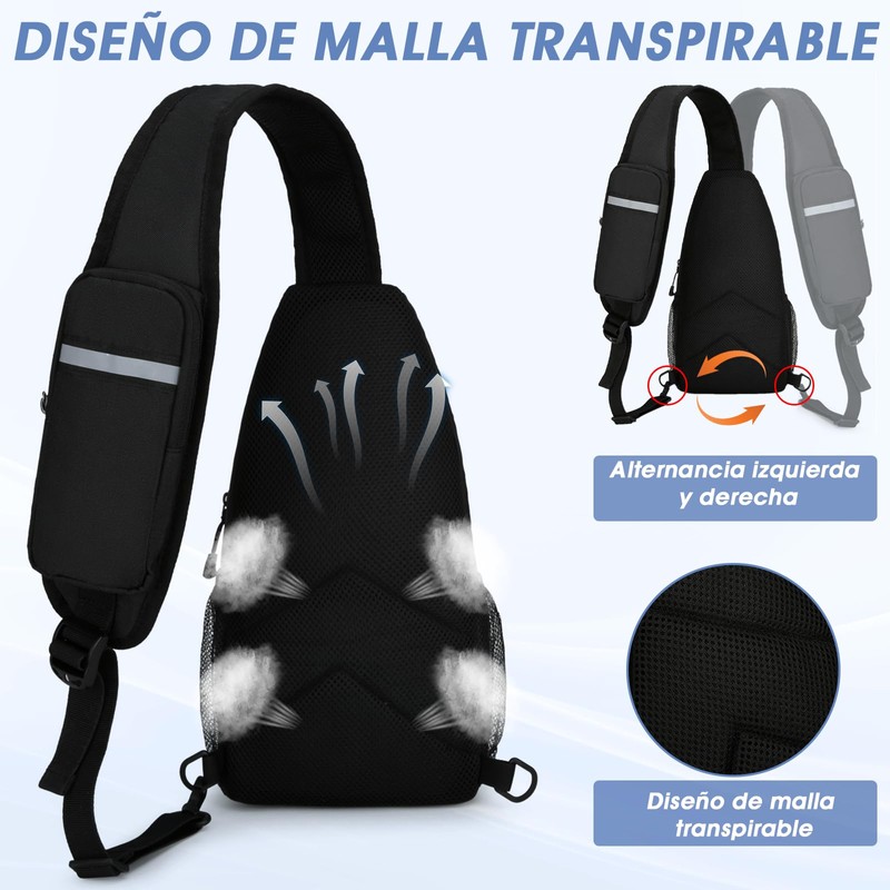 RAINSMORE Mochila Cruzada para Hombre Bolsas al Hombro Impermeable Bolso