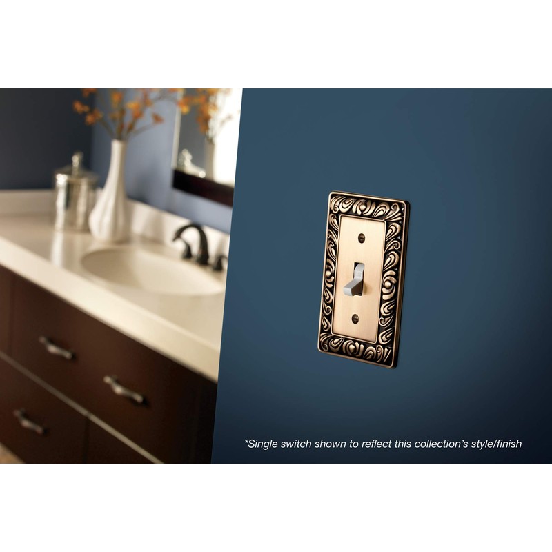 Franklin Brass Paisley Wall Plate, Tumbled Antique Brass Double Decorator