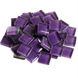 Glass Mosaic Tiles, 200 g, Bulk Square Glass Stones, Glass Tiles, Glass Pieces for Crafts, Home Decoration, 1.5 x 1.5 cm (Purple)