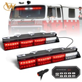 2x16.8 Inch Red Security Light W/Take Down 48 LED Safety Flashing Warning Hazard Interior Windshield Light BarLight Color: Amber/green, Rated Power: 48, Beam Angle: Spot