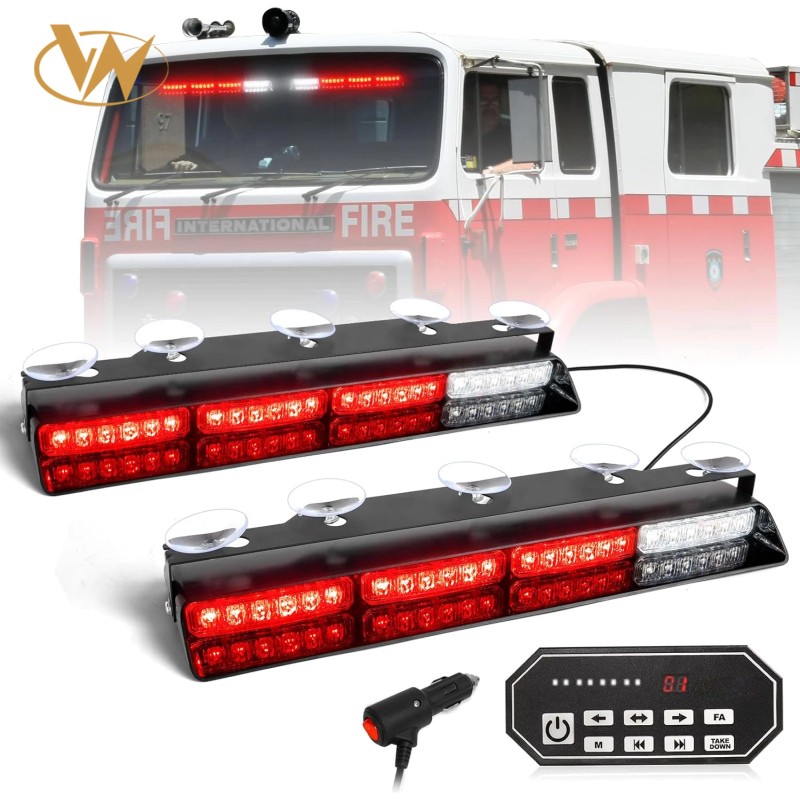 2x16.8 Inch Red Security Light W/Take Down 48 LED Safety