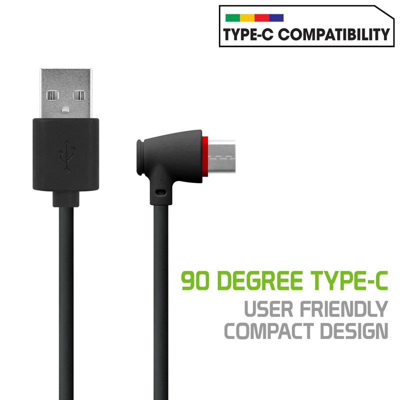 Cellet USB 90 Degree Type-C Cable 4ft Long USB C