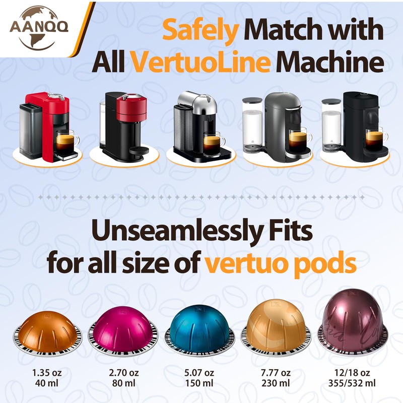 AANQQ Reusable Lids for Nespresso Pods Vertuo, 6pcs Food Grade
