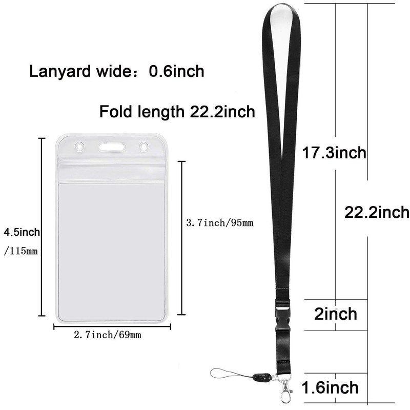 YOUOWO 1 Pack ID Badge Holder with Black Lanyards Neck