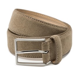 Riemen & Co Bobby Men's Belt Suede Width 3.5 cm, taupe, 105
