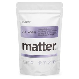 Matter Collagein, Colageno Hidrolizado Puro Peptan® Peptidos Grass-Fed con Leche de Coco Orgánica, Apoyo a Piel, Articulaciones y Vitalidad, Sabor Chocolate Belga Sin Azucar, 500 g (20 Porciones)