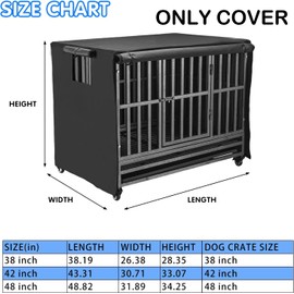48 Inch Heavy Duty Dog Crate Covers Durable 600D Polyester Dog Kennel Cover Windproof Rainproof Shading Fit for Wire Dog Crate Machine Washable Crate Covers with Breathable Side Window ( ONLY COVER)