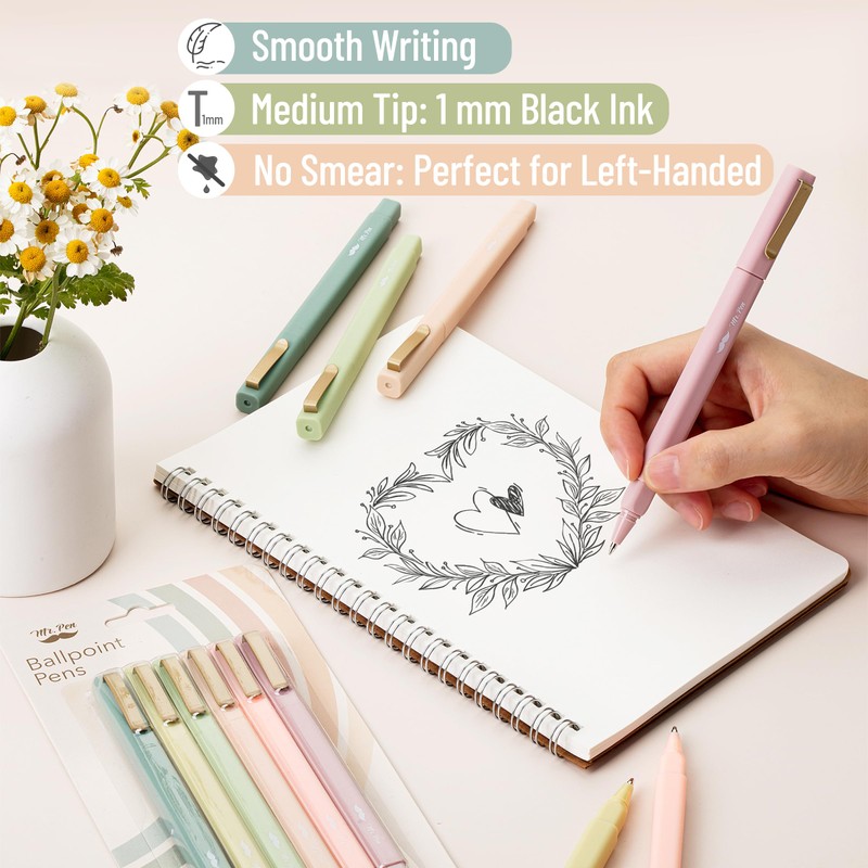Mr. Pen- Aesthetic Pens, 6 Pack, Black Ink, Fast Dry,