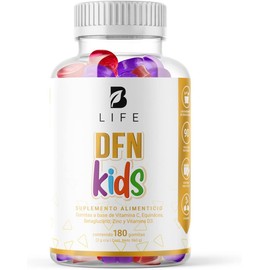 DFN Kids 180 gomitas SIN AZÚCAR añadida. Ingredientes naturales: Vitamina C, D3, Echinacea y Zinc. DFN Kids B Life