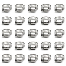 ZIPCCI Hose Clamp, 25 Pack Stainless Steel Worm Gear fuel line hose clamps, 13-19mm (1/2-3/4 inch)