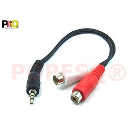 POPESQ® #A3419 Jack Adaptor 3.5 mm Jack Stereo - 2 x RCA Female 20 cm Black