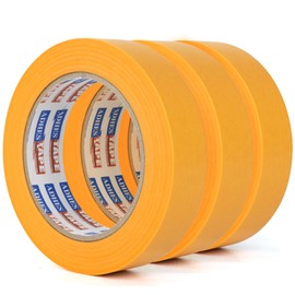 ADHES Painter's Masking Tape, Yellow Painter's Masking Tape, for Painting Work, Clean Edges, No Residue, 25 mm x 50 m, 3 Rolls