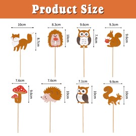 8 Rust Garden Stakes, Autumn Decoration, Colourful with Hedgehog, Owl, Mushroom, Squirrel, Fox, Metal, Autumn Decoration, Outdoor Indoor Rust Decoration for Garden, Flower Pot, Balcony, Rusty Garden