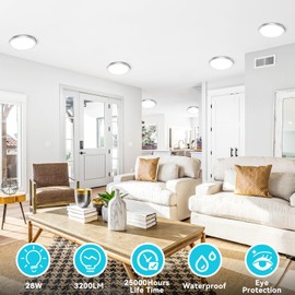 libtit 7 Inch Nickel Brushed Flush Mount Ceiling Light, 15W Ceiling Light Fixture,3000K/4000K/6500K Color Selectable,Ultra-Thin Round Ceiling Lighting Fixture for Bedroom Kitchen Pantry Basement