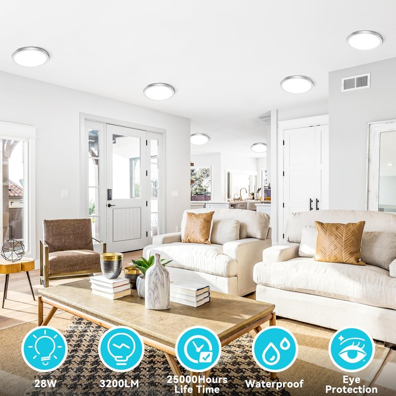 libtit 7 Inch Nickel Brushed Flush Mount Ceiling Light, 15W