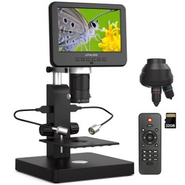 JOYALENS JL246PS 3 Lens 7'' HDMI Digital Microscope 4000X, Biological Microscope for Adults Kids with Prepared Slides, UHD 2160P Video, Full Coin Microscope for Error Coins, Windows Compatible, 32GB