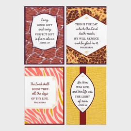 DaySpring - Birthday - Every Good Gift - 4 Animal Print Design Assortment with Scripture - 12 Happy Birthday Boxed Cards & Envelopes (U0058)