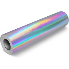 VViViD DECO65 Gloss Holographic Chrome Rainbow Lazer Silver Permanent Adhesive Craft Vinyl Roll (1ft x 50ft)