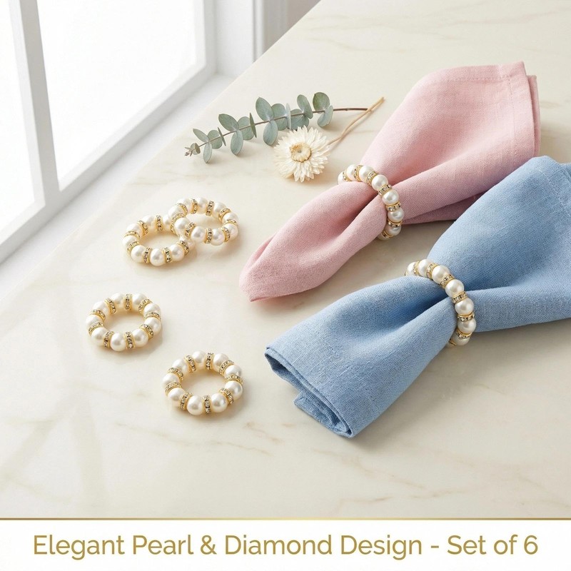 100-Pack Imitation Pearl Napkin Rings, Elegant Table Serviette Buckles, Delicate