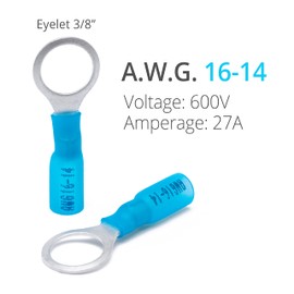 Wirefy 90 PCS Heat Shrink Ring Terminals #10 - a Resistant Ring Connectors - Eyelet Wire Connectors - Yellow 10-12 AWG