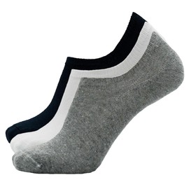 GLEYTOR | Calcetines Hombre Algodón Protectopie Invisible Antideslizante | Paquete De 12 Pares Con Costura Plana - Calcetas Hombre Negro Gris Blanco | Talla Única