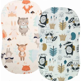 Moses Basket Fitted Sheets 81 x 43 x 12 cm Cozy & Breathable Pram Sheets Fitted for Baby Boy and Girl 2 Pack Easy Care Soft Crib and Bassinet Sheets