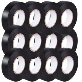 HomeBerg Black Electrical Tape - 19mm x 10m, Moisture and Heat Resistant, PVC Strong Self Adhesion, Multipurpose for Electrical Wires, DIY (Black, 12 Pack)