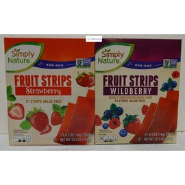 Simply Nature Fruit Strips Variety Value Pack 1 Box Strawberry and 1 Box Wildberry
