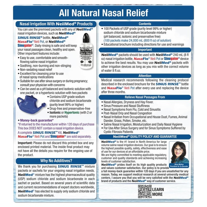 NeilMed Sinus Rinse Premixed Refill Packets 100 ct.
