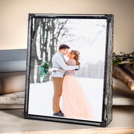 8x10 Picture Frame Clear Glass Wedding Photo Frame Family Anniversary Baby Keepsake Gift Vintage Home Décor J Devlin Pic 360-81V (8x10 Vertical)
