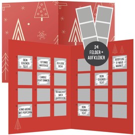 Advent Calendar for Scratching | Surprise Advent Calendar A3 | Christmas Calendar Activities | Scratch Advent Calendar for Men and Women (Winter Red)