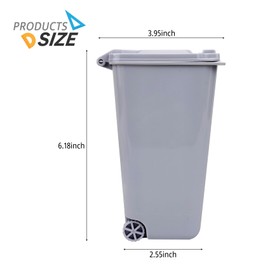 Mugtel Mini Trash Can with Lid Swing Top Small Trash Can Pen Holder for Car Bedroom Office Desktop 22 Fl Oz (2 Pcs Grey and Black)