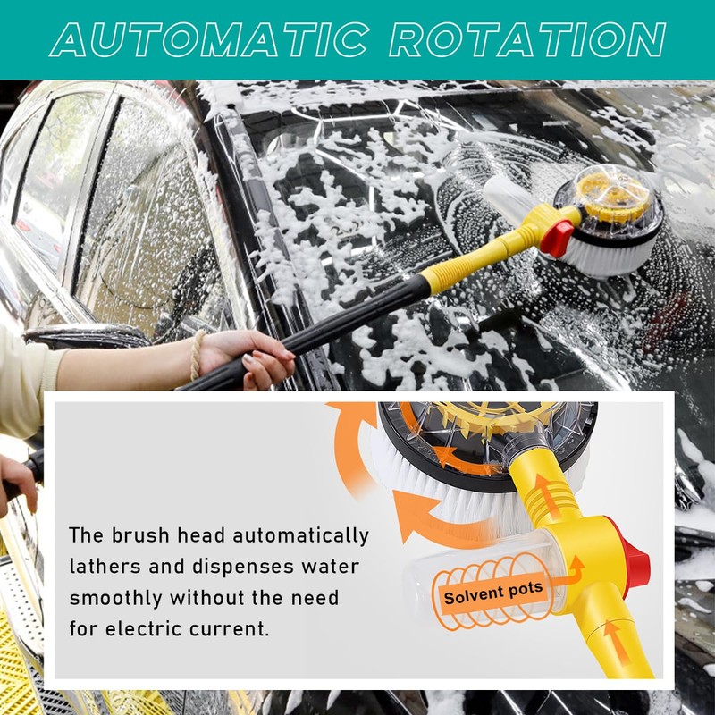 povtii Rotating Car Wash Brush, 360° Spin Auto Cleaning Brush