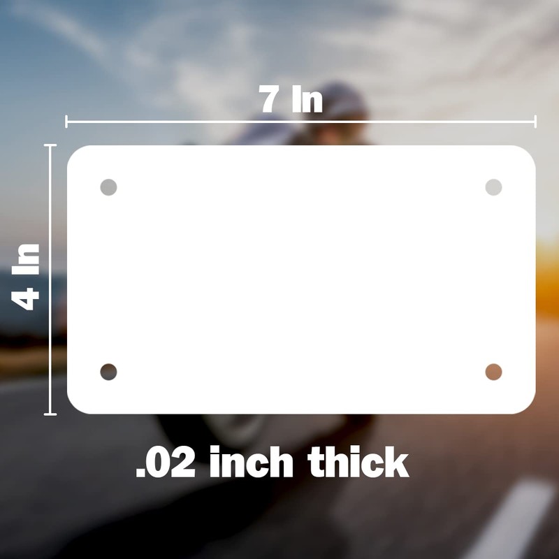 Simplee Signage 4"x7" Blank White Motorcycle Vanity Plate - Perfect