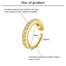LAURITAMI 20G Nose Piercing Ring Nose Stud L Shaped Nose Rings Stainless Steel with Diamond CZ for Women, Stainless Steel