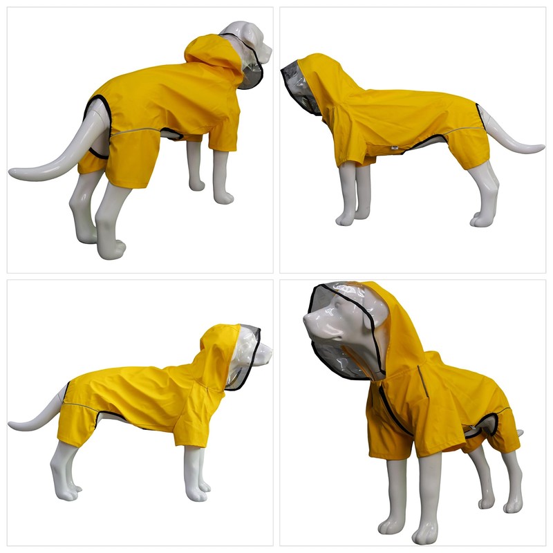 Four-Legged Full Coverage Waterproof Dog Raincoat with Reflective Features Pet