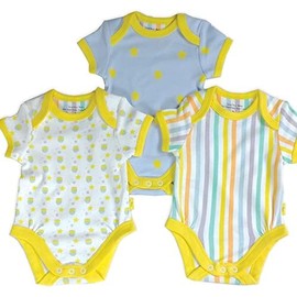 Beaming Baby 100% Organic Cotton Bodysuit. Short Sleeve, Wrap Around Unisex Baby Vest. For Babies with Eczema & Sensitive Skin. Star (0-3 Months)