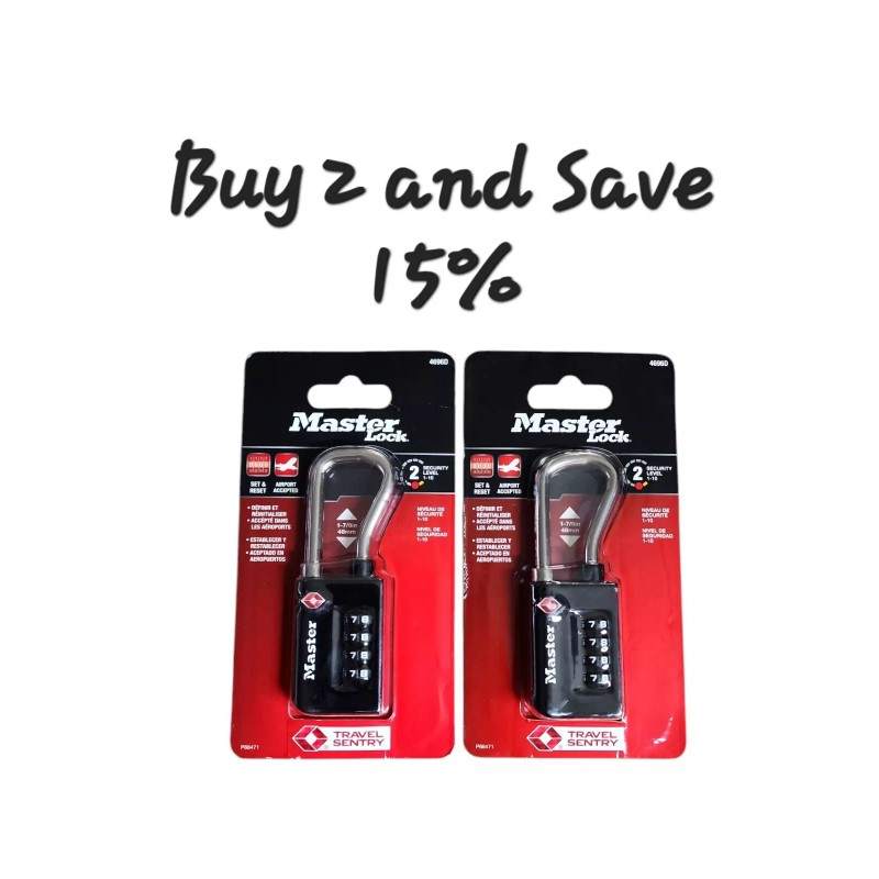 Master Lock Tough Travel Luggage Lock Resettable Combination TSA Approved