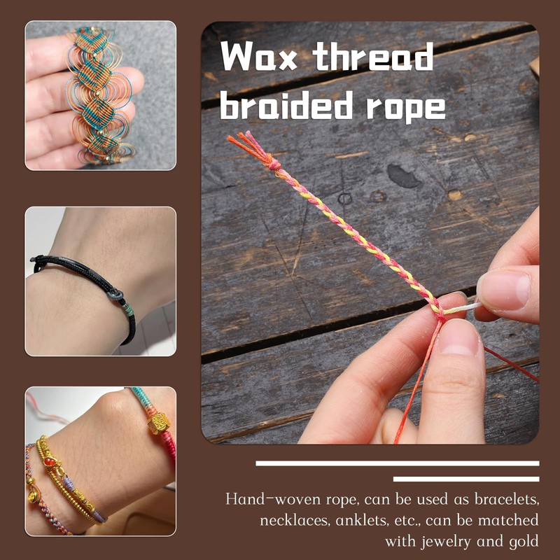 Axmru 10 Pieces Waxed Thread(55 yard/color) Leather Sewing Wax Thread
