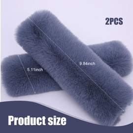 GKmow 2 PCS Car Seat Belt Protector, 9.8In x 5.1In Imitation Rex Rabbit Fur Soft Shoulder Neck Cover, Backpack Strap Protect Pads, Universal Interior Decoration Accessories for Most Cars (Gray)