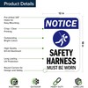 Notice Safety Harness Must Be Worn Sign, 12x18 Inches, Rust
