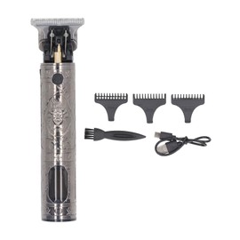 Hair Trimmer Professional Portable Rechargeable Hair Clipper with LCD Display for Outdoor Skull LCD Silver