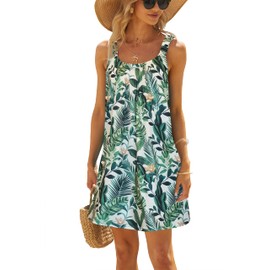 Jar of Love Summer Dress Sundresses for Women Casual Vacation Halter Dresses Mini Flowy Floral Dress Boho Dress Spring Dresses 2024 Hawaiian Swing Tshirt Dress,S,DG30