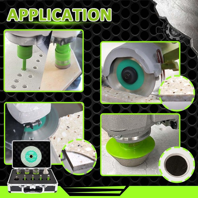 FACHLICH Tile Hole Saw Kit Diamond - (6/6/8/10/20/25/35mm Drill Bits+Chamfer