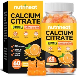 NutriNeat Calcium Citrate Gummies (60 Count), Calcium 1200 mg with Vitamin D3, Natural Orange Flavor Calcium Citrate with Citamin D3, Vegan, Non-GMO, Bone & Wellness Support for Adults, Easy to Chew