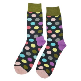 SockFly Special Polka Dot Dress Socks Funny Novelty Crazy Fun Design Men Size 8-12 Cotton Casual Crew Colorful Funky Fancy Socks Gift for Men