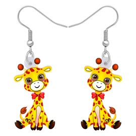 RAIDIN Acrylic Cute Anime Hamster Fox Giraffe Earrings for Women Girls Animal Hypoallergenic Dangle Hook Earrings Jewellery Gifts for Party Animal Lovers Charms, Acrylic, No Gemstone