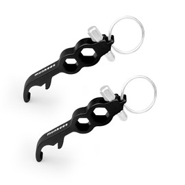 munkees Hexagonal tool Bottle Opener Keychain 2 Pack Aluminium Key Beer Opener, Outdoor Travel Accessories Black