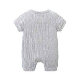 KIDDLETOWN Baby Romper Newborn, Unisex Short Sleeve Baby Pyjamas, Baby Clothing Boys Girls Summer Outfit, Short Sleeve Sleepsuit Pyjamas, Short Baby Pyjamas for 0-12 Months, gray